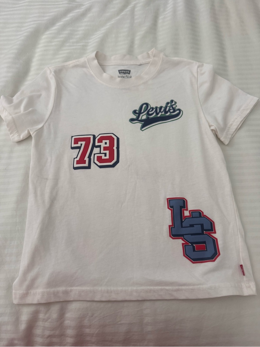 Boys Levi's White Tee with Red & Blue Graphic Accents